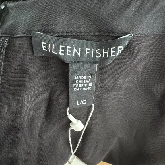 Eileen Fisher Velvet Tunic Dress Large Black Short Sleeve Roundneck NWT DR-1620 - Picture 8 of 12